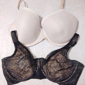 2 WOMENS BRAS LOT UNDERWIRE GILLIGAN OMALLEY AMBRIELLE FULL COVERAGE SIZE 38DDD